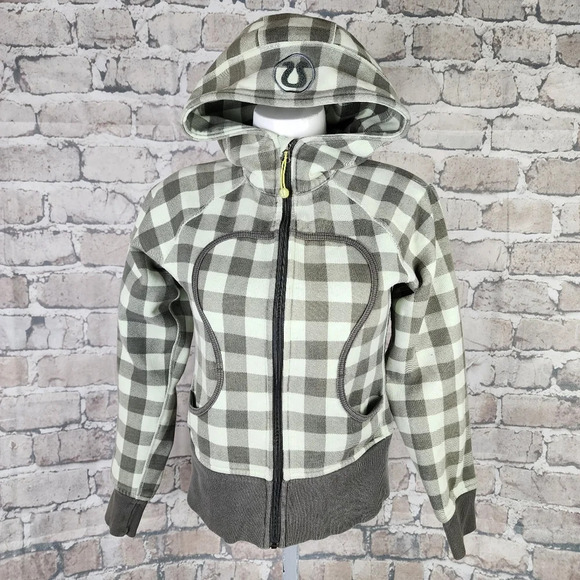 Lululemon Athletica  Original Scuba Hoodie Two-Tone Green Checker Plaid No Size - Picture 2 of 11
